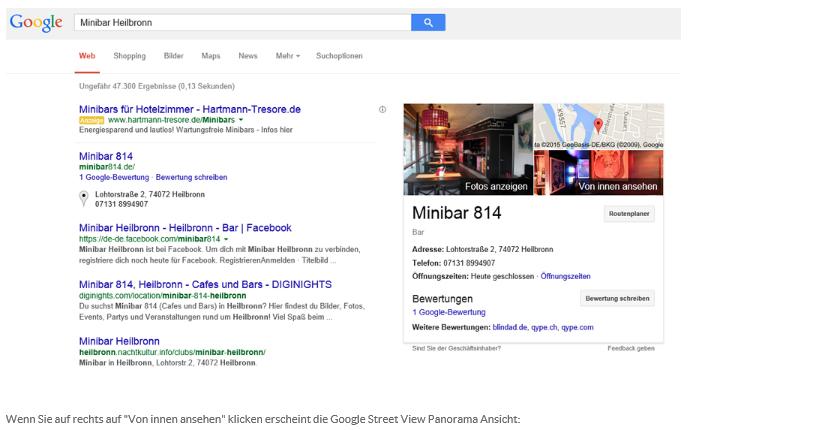 Google Business View Panoramaaufnahmen in Reichenbach Beispiele